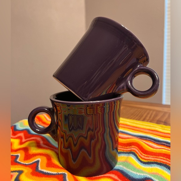 ๐ FIESTA Ware Coffee/Tea Mugs X 2. Retired Deep Purple Plum Color! NWOT! ๐ - Picture 1 of 2